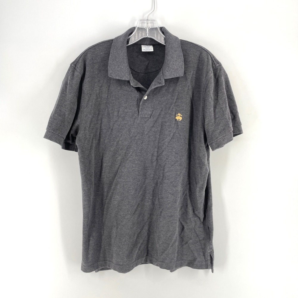 Brooks Brothers Performance Polo Shirt Mens Large Slim Fit Gray Supima Cotton L